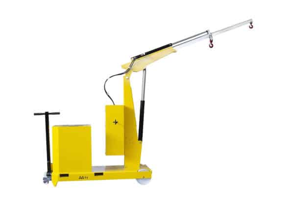 Manual high capacity safe crane with 2 forklift supports