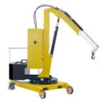 Manual counterbalanced crane with electric, precise functions and forklift system
