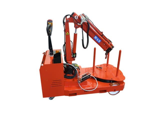 Electric swivel crane with double boom, AGM batteries and warning lights